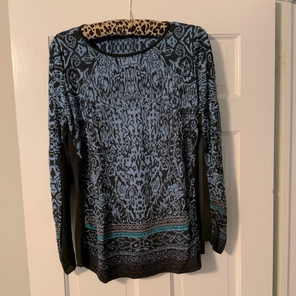 Nic + Zoe, sweater, size L, blue/black side panels